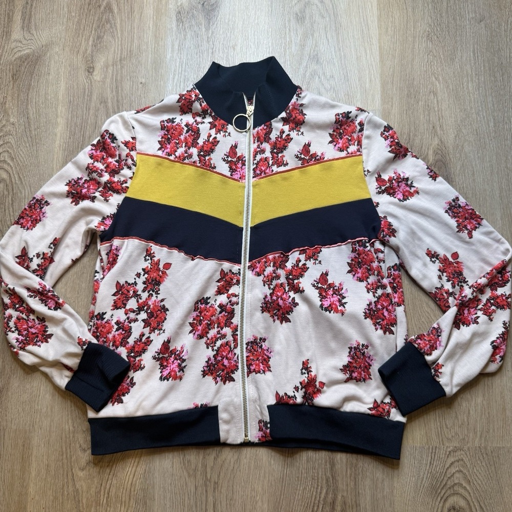 Baum Und Pferdgarten Womens Sweater Jacket Pink Floral Size M Full Zip Up - Picture 2 of 8